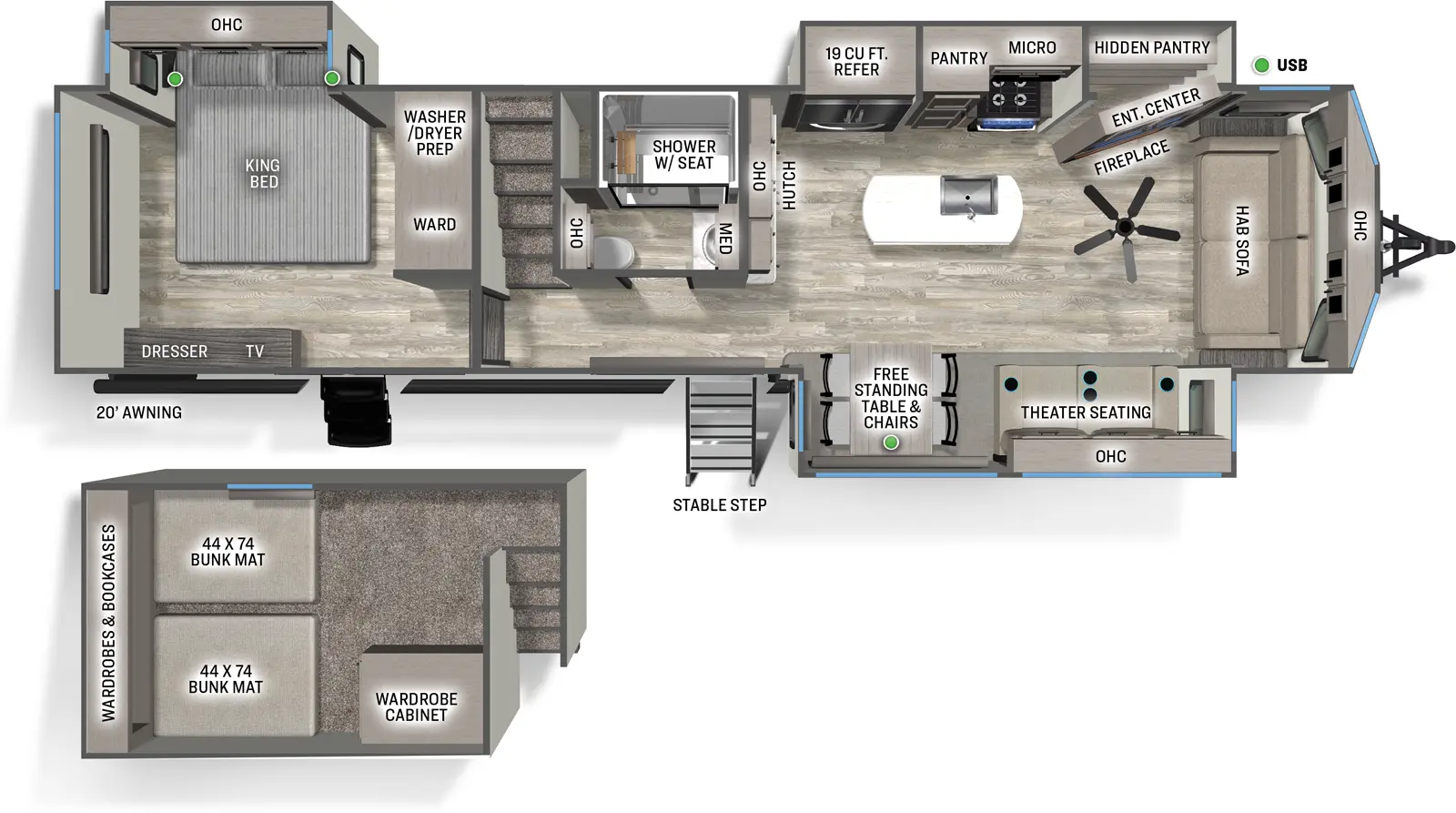 Sierra Destination 399LOFT Floorplan